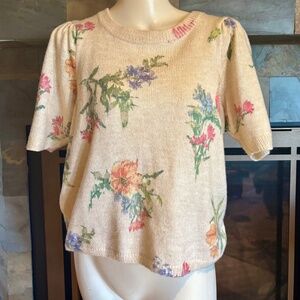 Anthropologie Cottage Core Blush Pink Floral Mollie Top M